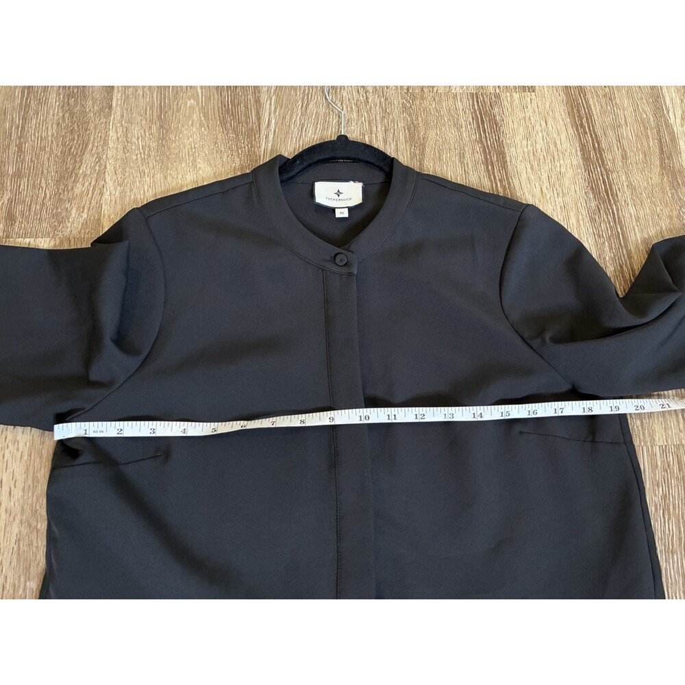Tuckernuck Black Stretch Crepe Royal Shirt Dress in Black Size Medium - Picture 8 of 8